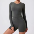 Gray long sleeve + shorts suit