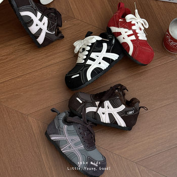 Xshx Avant-Garde Bauhaus｜Boys and Girls Thin-Soled Functional Shoes for Autumn and Winter Warm and Anti-Fouling Full Leather Velcro