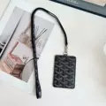 (lian) leather lanyard + card holder - black