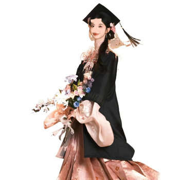 New Chinese-Style Graduation Lighting Hanfu Cloud Shoulder Matching Graduation Gown Graduation Season Photo Photography Set