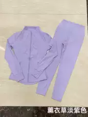 In-Stock Lulu-Style Yoga Outfit Long-Sleeve Jacket Df Set Paired with Cropped Pants, Sporty High-Waisted, Suitable for Outerwear
