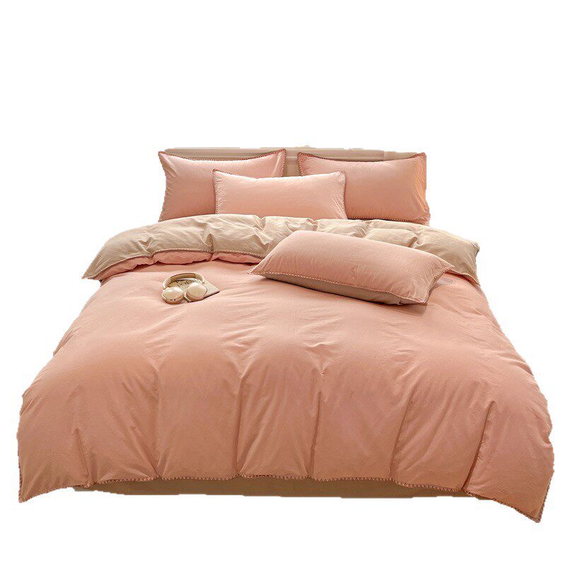 Four Seasons 100% Cotton Brushed Four-Piece Set Pure Cotton Bedding Quilt Cover Bed Sheet Student Dormitory Three-Piece Set Cross-Border Export