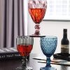 Cross-Border Wholesale European Style Embossed Red Wine Glass Colored Glass Beverage Cup Thickened Juice Milk Cup Wedding Goblet