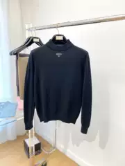 1.1 Correct Version Miu Autumn and Winter Blcg New Model Pujia Pra Triangle Logo Half-Turtleneck Cashmere Blend Sweater for Men and Women