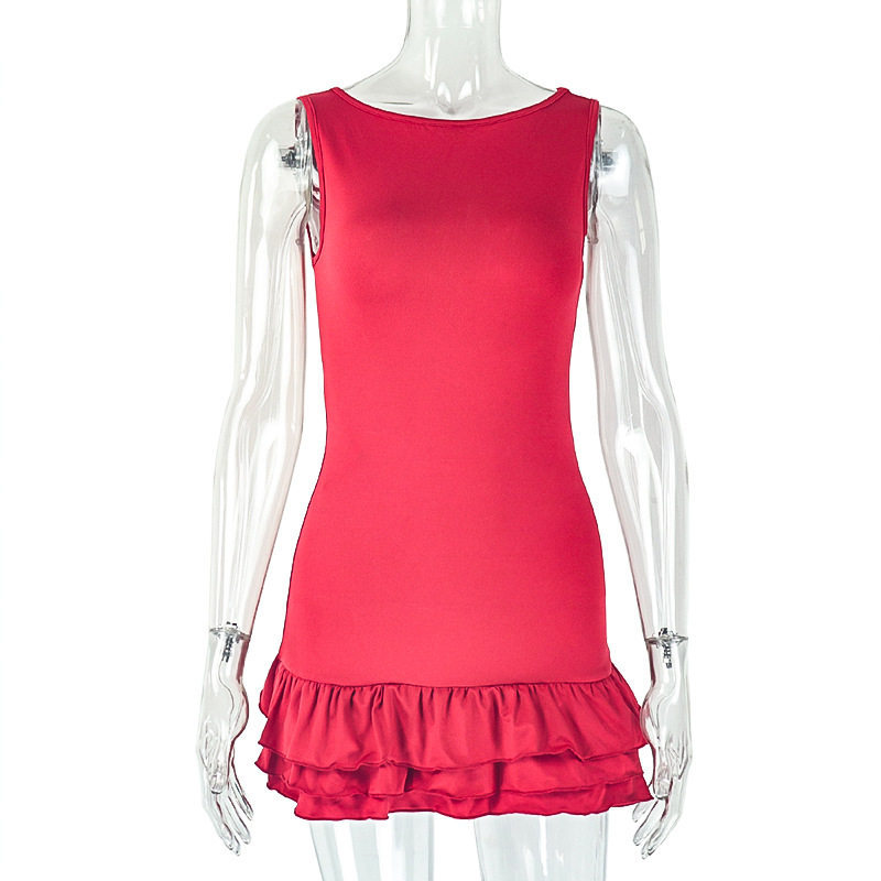 Casual Short Sleeve Dress Solid Color Pleated Slim Fit Elegant Style for Parties or Daily Wear Wholesale Available