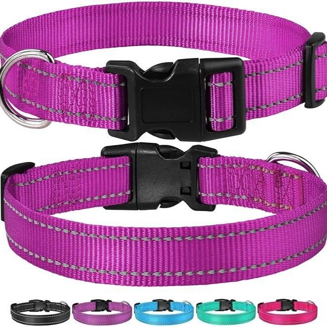in stock Cross-border Special Pet Collar Dog Collar Reflective Cat Collar Amazon Anti-retroreflective Adjusting Lead and Release Explosion
