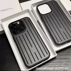 Trendy Aluminum Alloy Suitcase Apple 17 Pro Max Black Phone Case 16/15/14/13 Metal Cover Foreign Trade