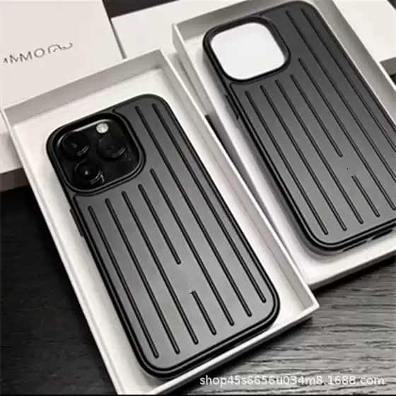 Trendy Aluminum Alloy Suitcase Apple 17 Pro Max Black Phone Case 16/15/14/13 Metal Cover Foreign Trade