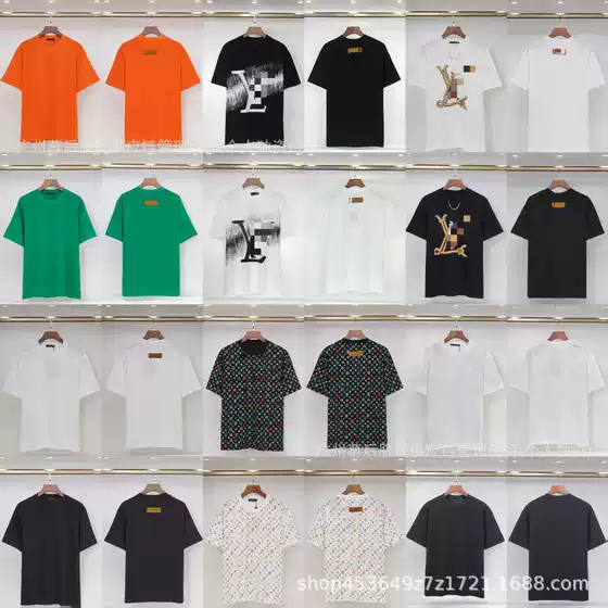 Cross-Border L Full-Print 26Ss Lv High-Quality Fashion Short-Sleeve Classic Unisex Graffiti T-Shirt Trendy