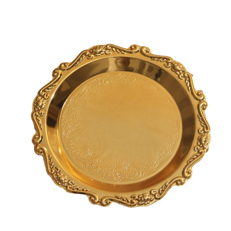 Metal Cake Plate Afternoon Tea Cake Tray Household Living Room Coaster Suck Dish Fruit Plate Jewelry Storage Plate Ornaments