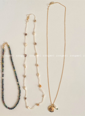整套三条！手工编织波西米亚多层叠戴海螺串珠锁骨链复古贝壳项链