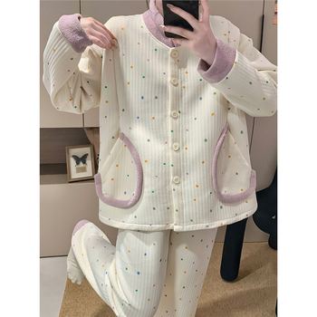 High-End Postpartum Clothing, Spring and Autum Postpartum Breastfeeding Maternity Pajamas, Women's Pregnancy Air Cotton Winter Breastfeeding Set