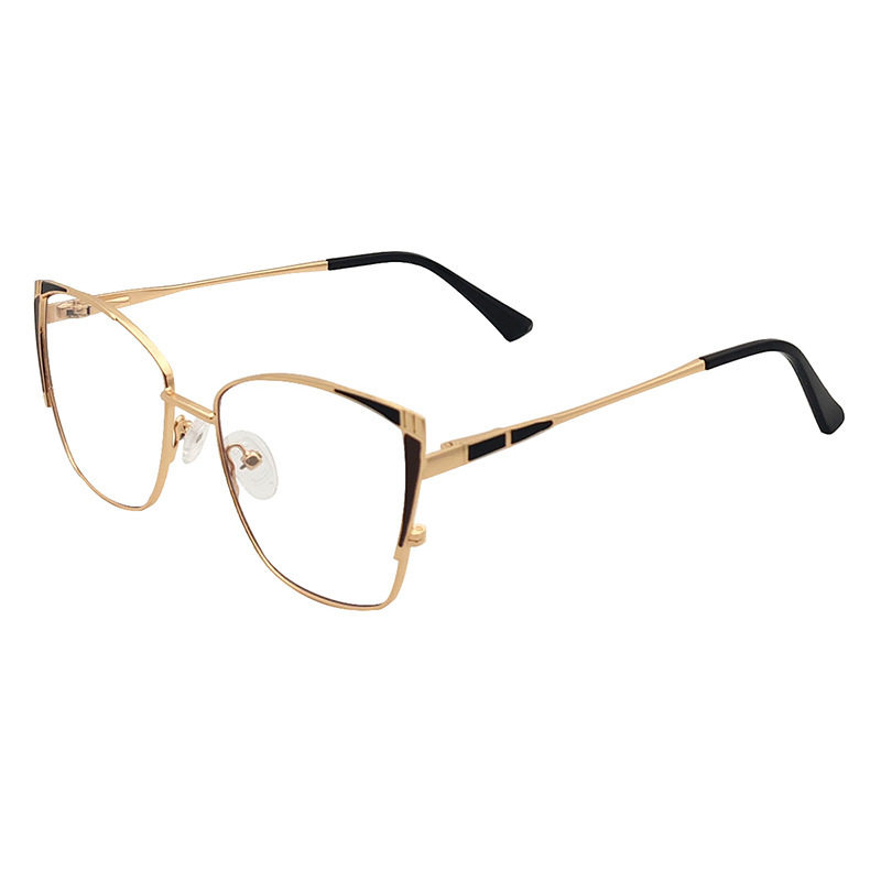 2025 New Metal Anti-Blue Light Glasses Frame Export Style Personalized Cat-Eye Flat Mirror European and American Can Be Equipped with Prescription Frames