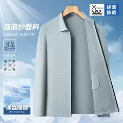 Men's Solid Color Spread-Collar Lightweight Blazer for Summer: Business Casual Executive Jacket, Thin & Stylish