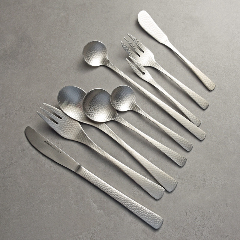 Japanese-style Hammer Pattern Fog Noodles Western-style Tableware Knife and Fork suit Knife and Fork Spoon Snwere Tea Spoon Steak Knife and Fork Spoon Spoon Spoon