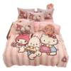 Sanrio Cartoon Winter Milk Velvet Bed Four-Piece Set Warm Fleece-Lined Bed Bed Sheets Quilt Cover Kidsren's Dormitory Three-Piece Set