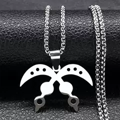 West African Wisdom Akofena Unisex Necklace Stainless Steel Silver Sword of War Pendant