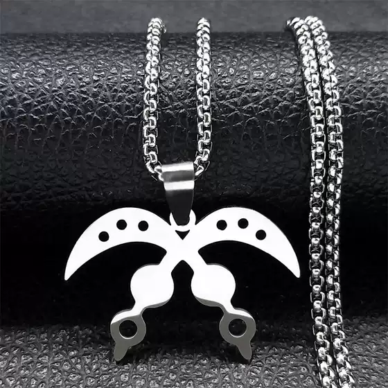 West African Wisdom Akofena Unisex Necklace Stainless Steel Silver Sword of War Pendant