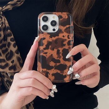 Niche Design Amber Leopard Print iPhone16 Apple 15ProMax/14/13 Mobile Phone Case New Personality