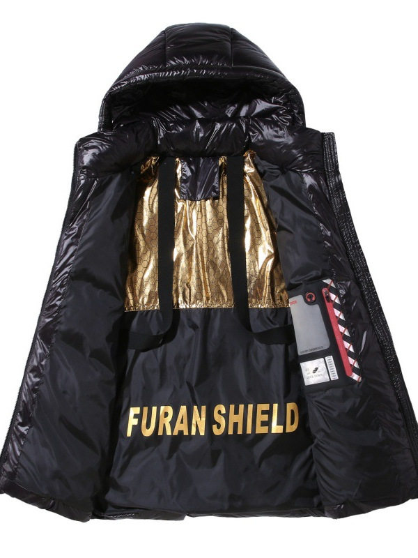 A generation of white duck down black gold down jacket winter fat plus fertilizer to increase high velvet heat storage fashion warm coat