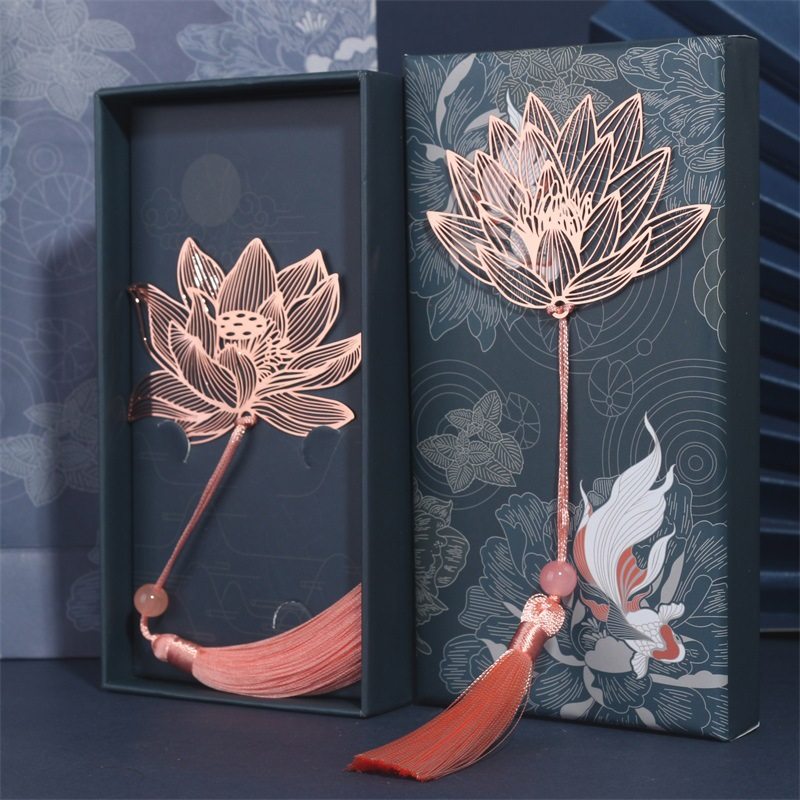 Metal Leaf Vein Bookmark Recover Classical Art Hollow Lotus Antique Send Teacher Student Day Gift Teacher's Day Gift