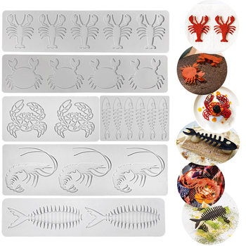 Cross-Border Fcm Lobster Crab Fondant Lace Mat Fish Bone Chocolate Silicone Mold Artistic Conception Vegetable Crisp Grinding Tool