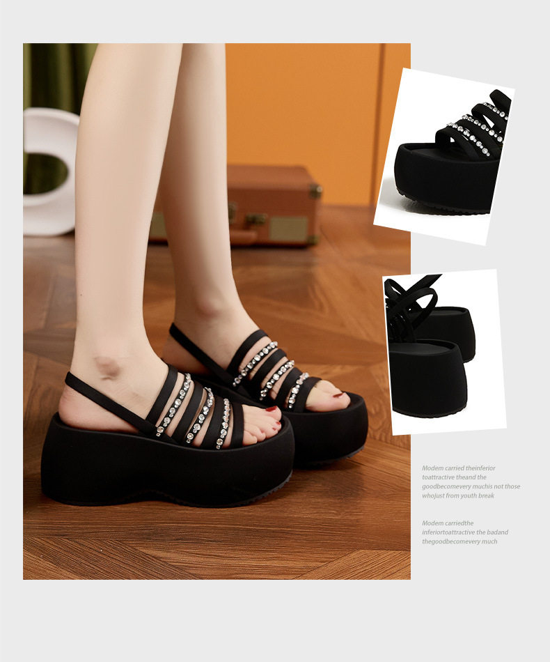 Dép sandal nữ xỏ ngón đế bệt phong cách hằng ngày — Bạc, Đen chi tiết 3