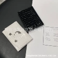 White 70% off crocodile pattern small disc card holder