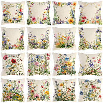 Xiyin Explosions temu New Spring Flower Printing Pillow Case Home Living Room Sofa Decoration Cushion Bedroom Pillow