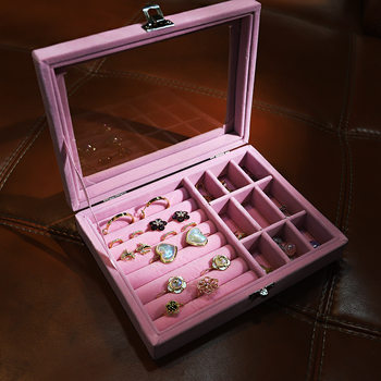 Flannel box jewelry necklace ring storage box earrings eardrop storage box Korean single-layer flannel jewelry box wholesale