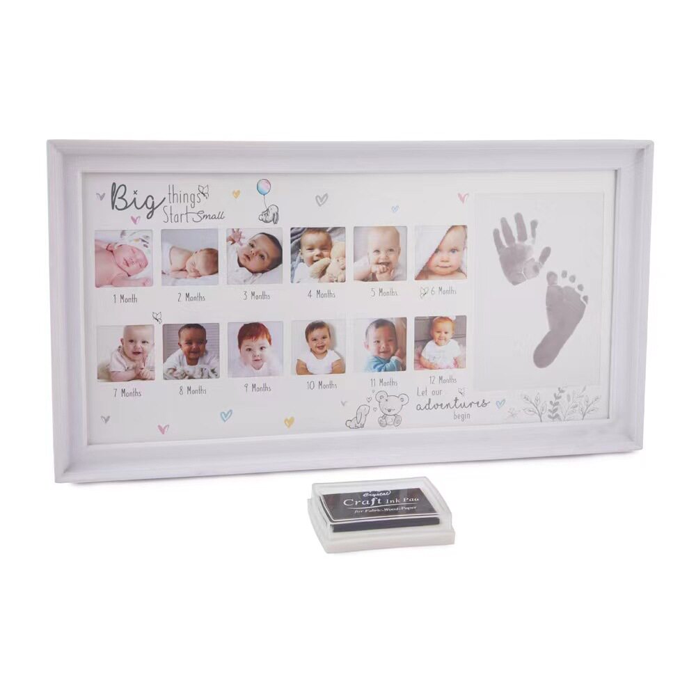 PP Baby 12 Months Hand Footprint Commemorative Photo Frame Infant Year Old Growth Record Creative Photo Frame Cross Border