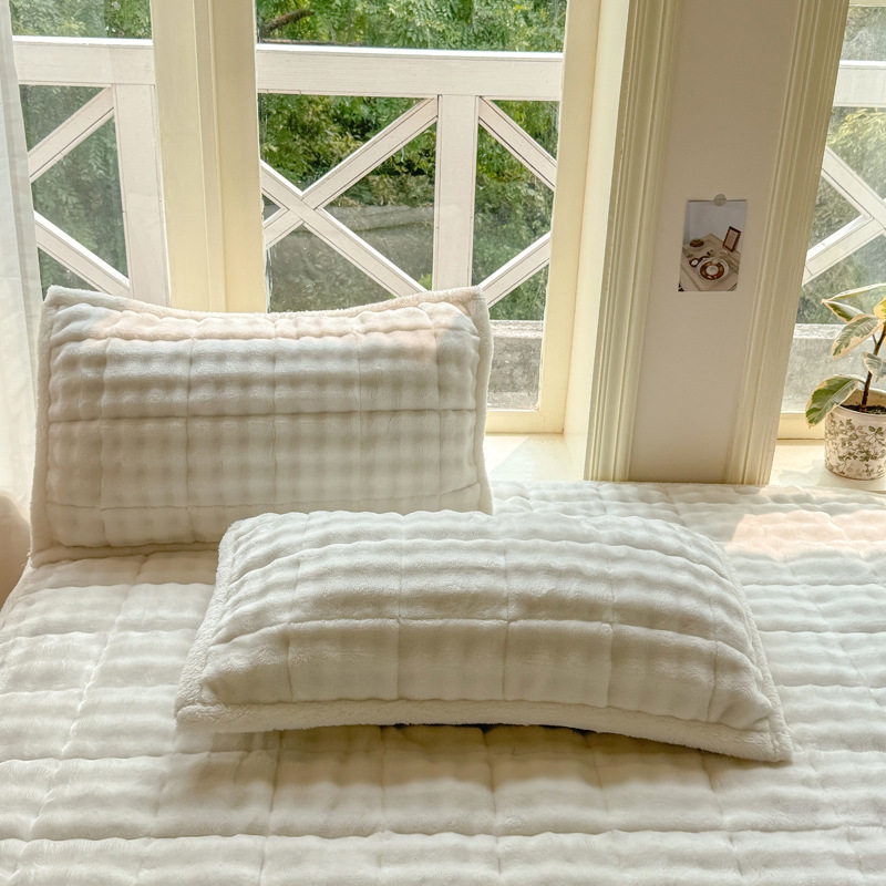 Autumn and Winter Thickeneded Rabbit Plush Pillowcases, a Pair of Household Coral Velvet Pillowcases, High-End Velvet Pillowcases