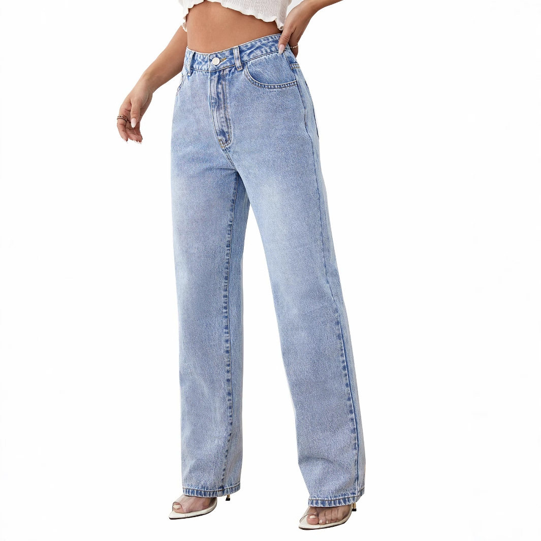 High Waisted Straight Leg Jeans Vintage Style Casual Fashion Versatile Fit Perfect for Everyday Wear Wholesale