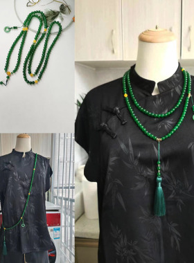 新中式项链红依圆珠链琉璃