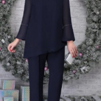 Plus Size Women's Clothing European and American New Pants Suit Plus Size Women's Evening Dress Heavy Industry Hot Diamond 2-Piece Set Elegant Work Clothing