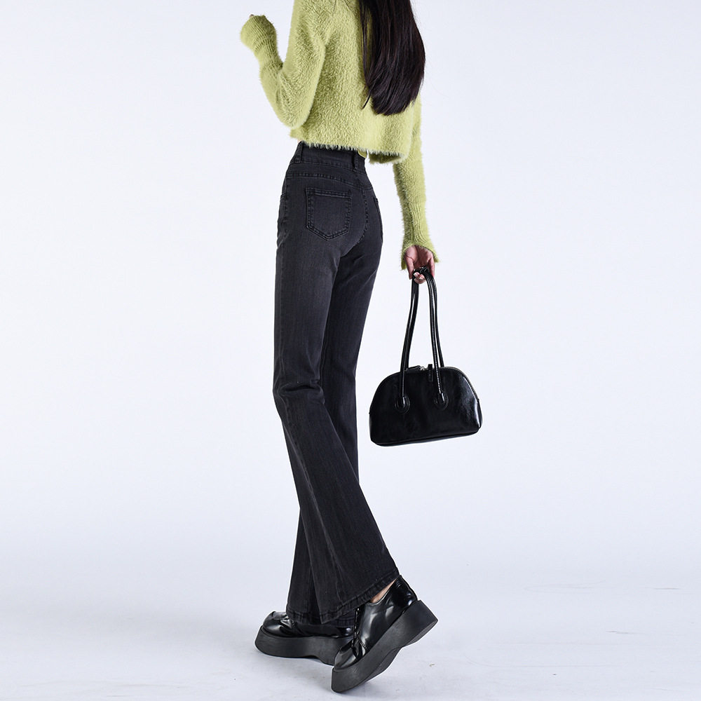 High Waisted Flared Jeans for Women Retro Style Stretch Fabric Slim Fit Spring Fashion for Trendy Outfits Wholesale