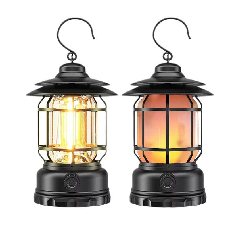 Outdoor Lantern Tiktok Hand Flame Retro Camping Lamp Camping Lamp Tent Charging Gift Atmosphere Lamp Horse Lantern