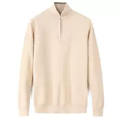 Autumn and Winter Stand-Up Collar Knit Sweater for Men, Polo Solid Color Rl Sweater, Loose Base Shirt, Large Size Paul Long-Sleeve