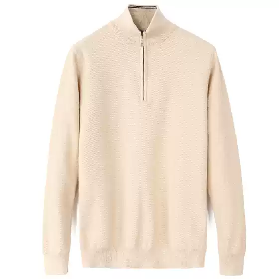 Autumn and Winter Stand-Up Collar Knit Sweater for Men, Polo Solid Color Rl Sweater, Loose Base Shirt, Large Size Paul Long-Sleeve