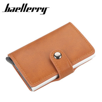 baellerry men's card holder European and American buckle RFID automatic elastic card bank card holder metal aluminum case card holder