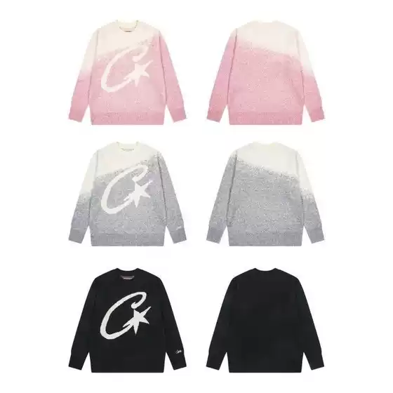 American-Style Alcatraz Gradient Sweater, Round-Neck Unisex Knitwear, Long-Sleeve Couple's Autumn and Winter Trendy Sweater