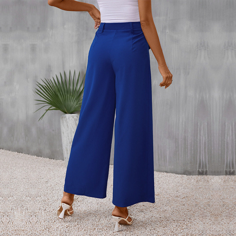 Slim Fit Blue Wide Leg Pants Spring Collection Casual Wear for Women Wholesale Available factory direct