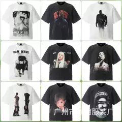 SAINT Vintage American High Street Loose vtg Short Sleeve T-Shirt Men's Printed tee Letter Creative Big Face