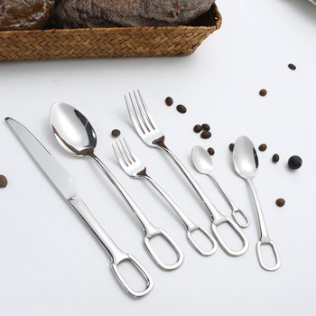 High-end thickened 304 stainless steel tableware knife, fork and spoon suit steak knife and fork Western restaurant hotel supplies wholesale