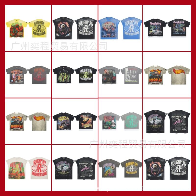 เสื้อยืดแขนสั้นสไตล์อเมริกันย้อนยุค แฟชั่นฤดูร้อนสำหรับผู้ชาย พิมพ์ลายตัวอักษรแบบบล็อกสี คอลเลกชันยุโรปและอเมริกา สำหรับคู่รัก