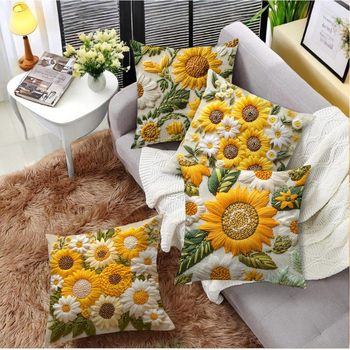 Sunflower Temu Amazon Cross-Border Retro Pillowcase Supports Customized Four-Piece Spring and Summer Pillowcase Set