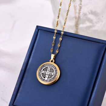 Cross-Border Alloy Religious Saint Benedict Pendant Necklace Fashion Religious Necklace