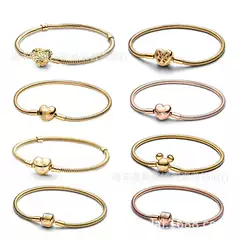 Panjia Dora 925 White Copper Gold-Plated Square Head Snake Bone Bracelet DIY Accessories New Rose Gold Heart Finished Bracelet
