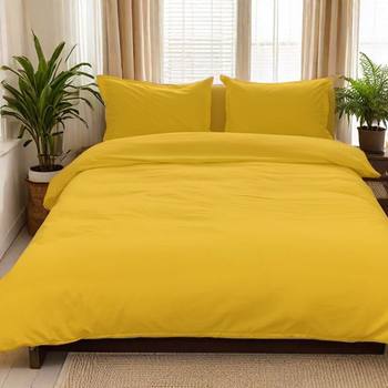 Guofeng Seven-dimensional Five-element Pure Yellow Four-piece Bedding Turmeric Quilt Cover Solid Color Edition Three-piece Yellow Quilt Cover
