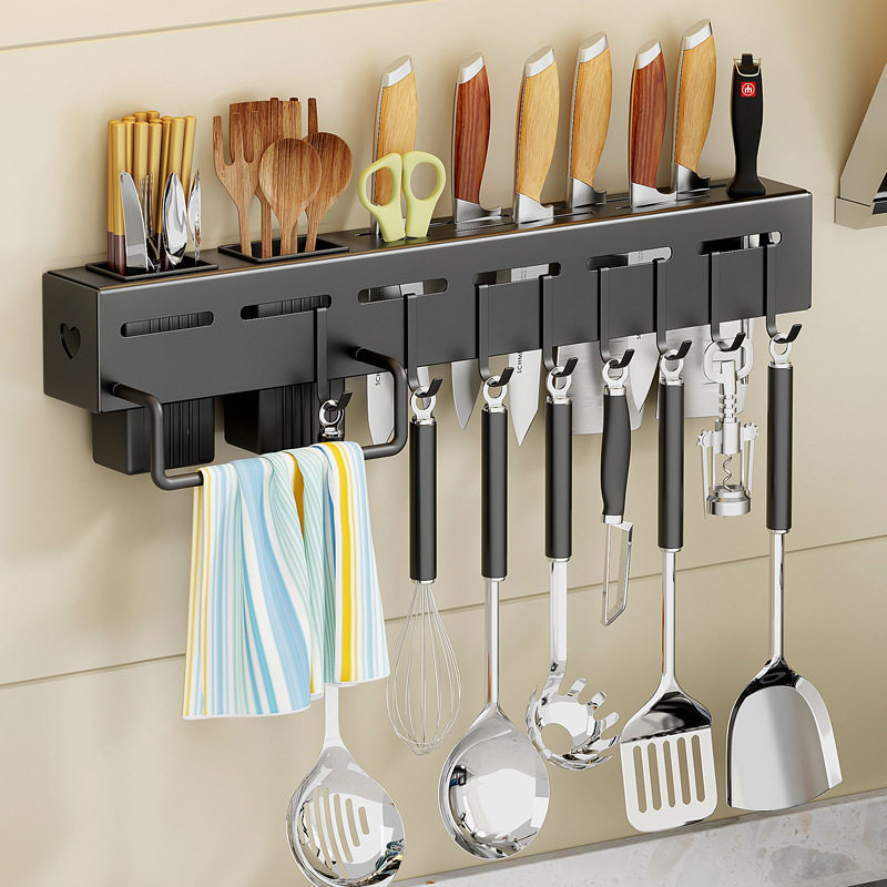 Stainless Steel Knife Holder Wall-mounted Chopsticks Holder Knife Multi-functional Storage Rack Kitchen Hanging Rack Cross-border Direct Supply